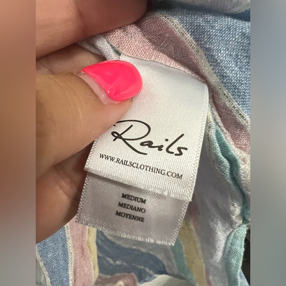 Rails Zuma Pastel Jubilee Stripe Button Down Top Size Medium - Picture 7 of 8